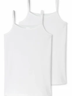 Schiesser Mädchen<Mädchen Spaghetti-Tops - 2er-Pack Basic Kids weiß uni