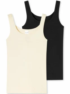 Schiesser Mädchen<Mädchen Unterhemd - 95/5 schwarz vanille uni