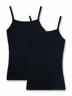 Sanetta Mädchen<Mädchen Unterhemd 2er Pack schwarz uni