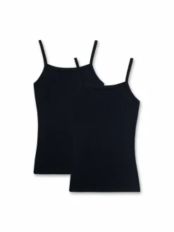 Sanetta Mädchen<Mädchen Unterhemd 2er Pack schwarz uni