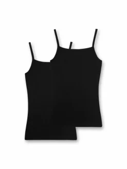 Sanetta Mädchen<Mädchen Unterhemd 2er Pack schwarz uni