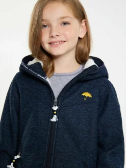 Schmuddelwedda Mädchen<Mädels Strickfleeceblouson mit Teddyfutter blau meliert