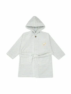 Steiff Mädchen<Unisex Bademantel hellblau gestreift