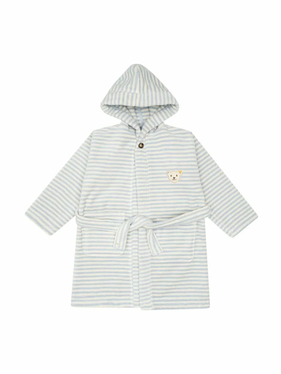 Steiff Mädchen<Unisex Bademantel hellblau gestreift