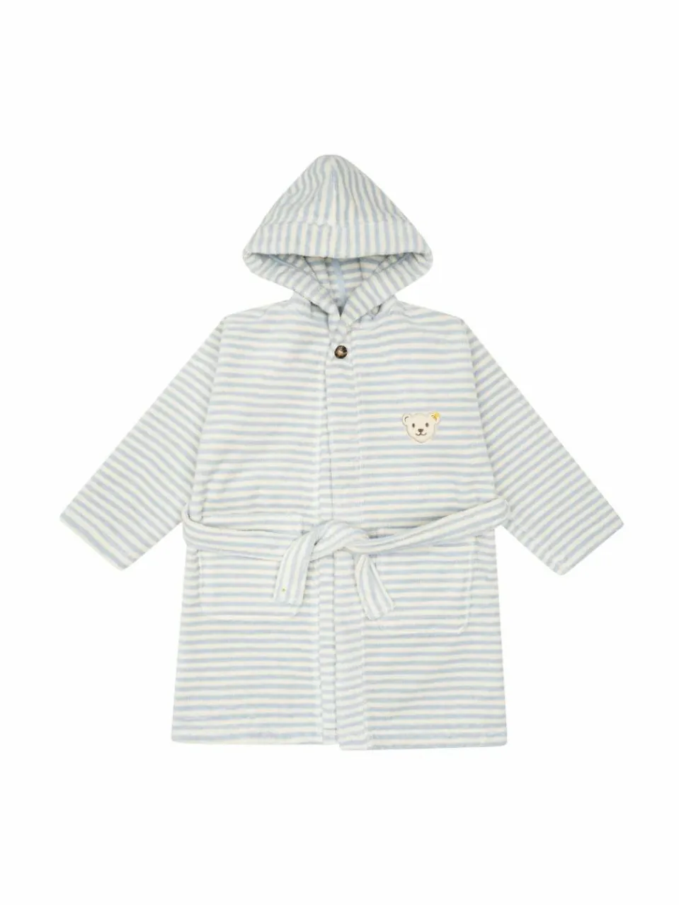 Steiff Mädchen<Unisex Bademantel hellblau gestreift