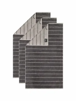 Cawö Heimtextilien<Unisex Gästetuch 3er Pack anthrazit gestreift