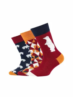 s.Oliver Jungen|Mädchen<Unisex Socken 3er Pack rot gemustert