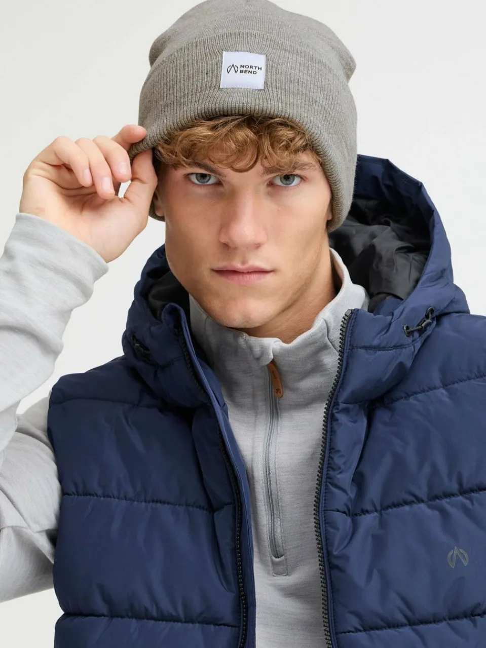 North Bend Mützen & Hüte<Unisex Strickmütze - NBLou hellgrau bedruckt